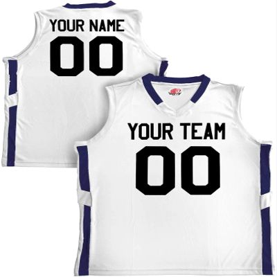 Custom Basketball Jersey Old School Style White and Navy Blue Adult Med