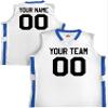 Custom Basketball Jersey Old School Style White and Royal Blue Adult 3X-Large