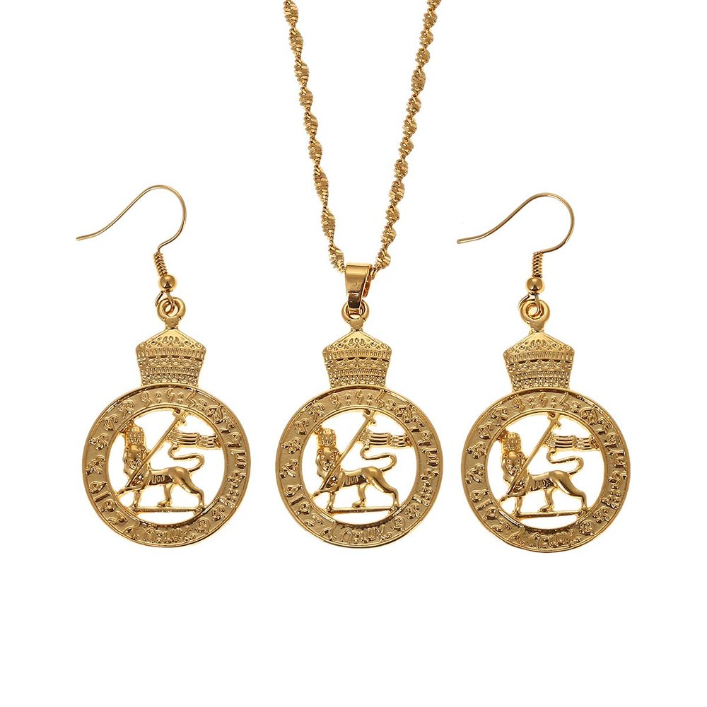 Ethiopian Lion Nigeria Kenya Ghana Gold African Arab Middle Eastern Wedding Party Jewelry (Gold Jewelry Set)