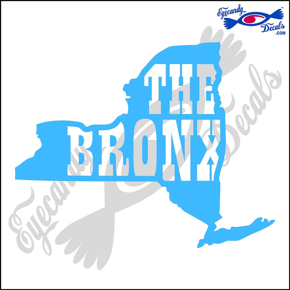 Eyecandy Decals New York Shape with The Bronx 6 INCH Decal Sticker Olympic Blue