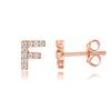 PAVOI CZ Initial Stud Earrings for Women, 925 Silver, Rose Gold, Size 1, F view 1