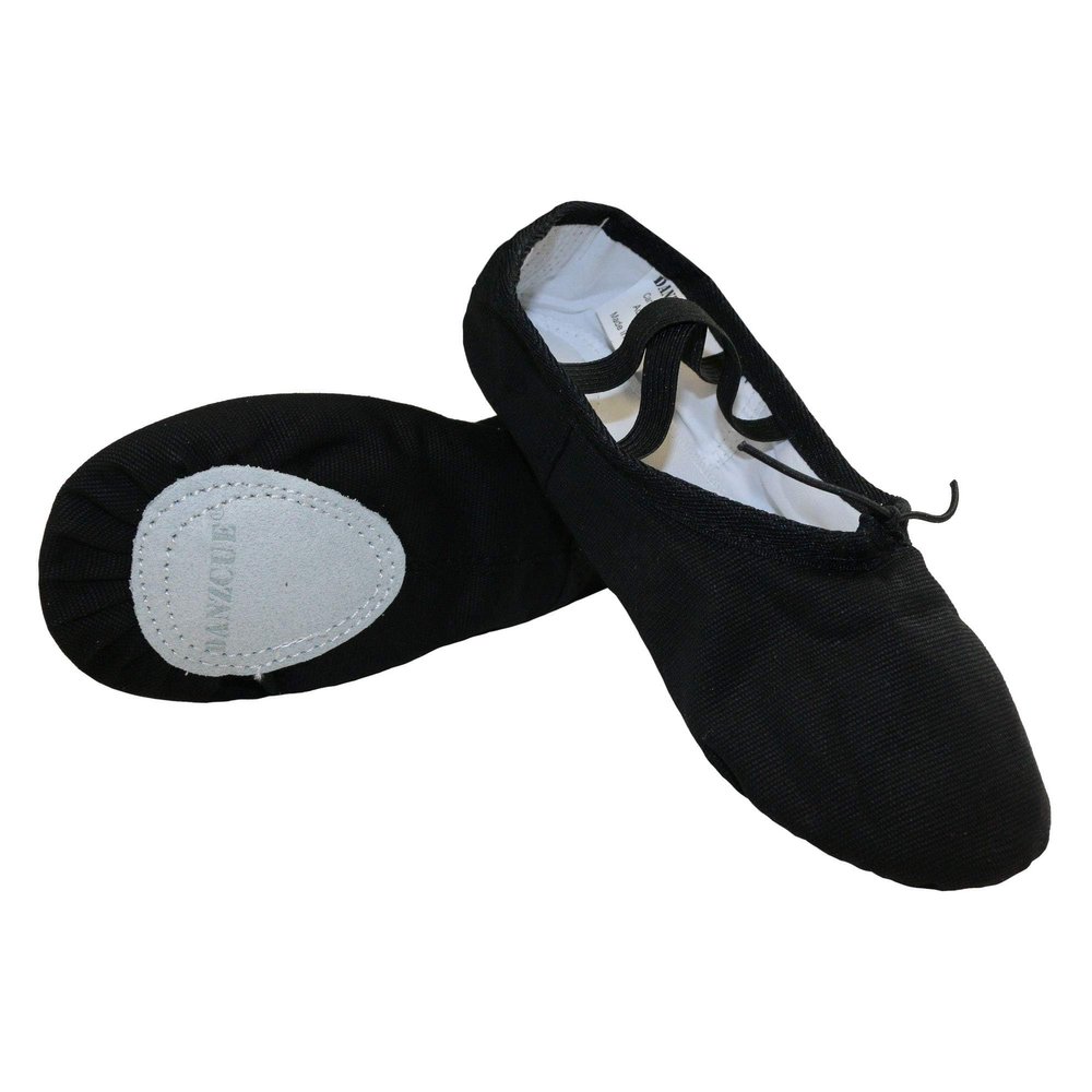 Danzcue Adult Canvas Split Sole Ballet Slippers Ballet Shoes for Women Dance Shoes, Black, 7M