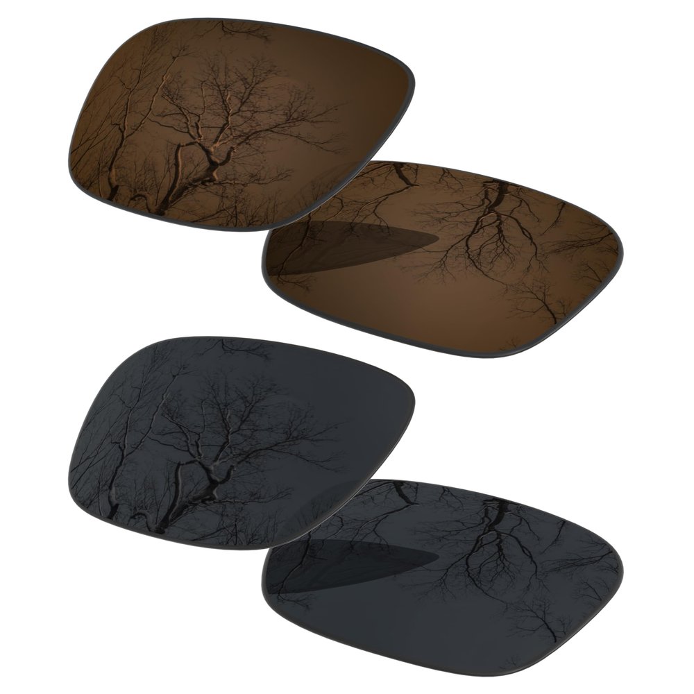 2 Pair Polarized Lens Replacement for Oakley Double Edge Black&Brown Bronze