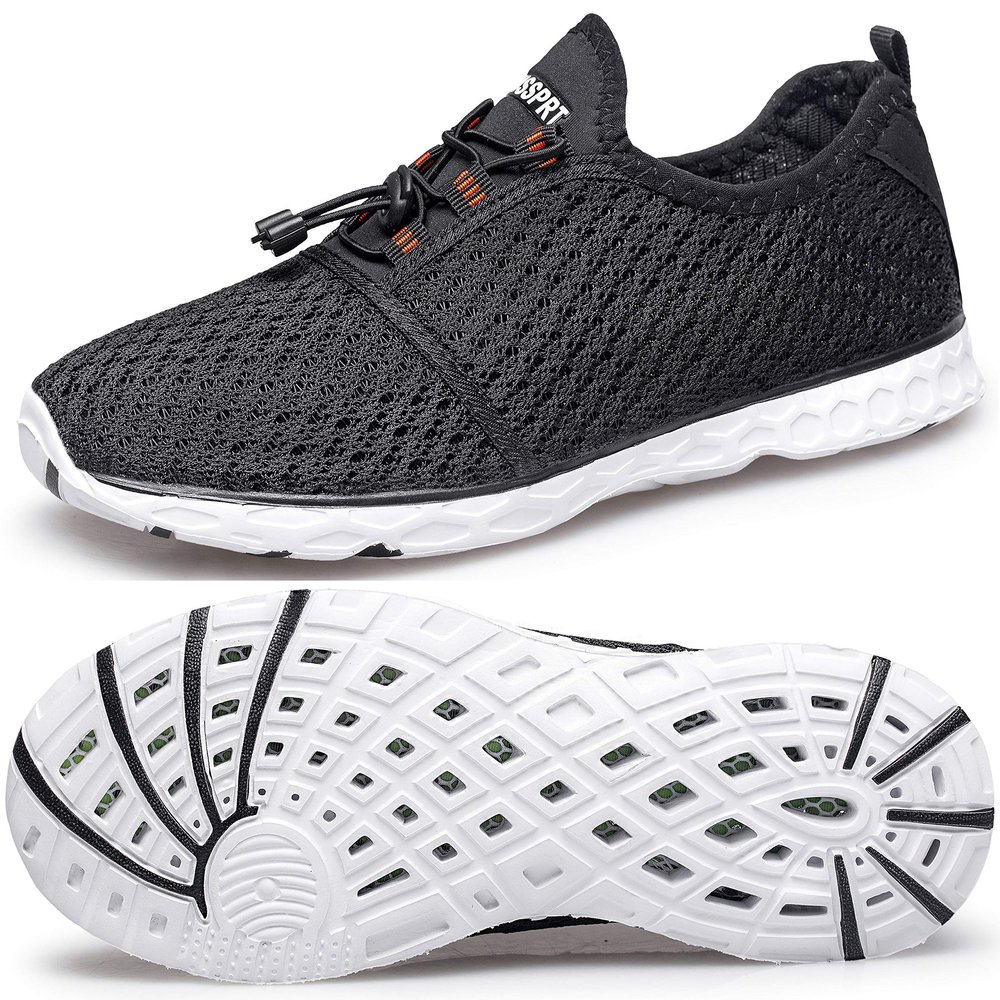 DOUSSPRT Men's Water Shoes Quick Drying Sports Aqua Shoes WhiteBlack Size 12.5