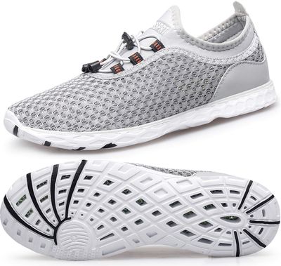 DOUSSPRT Men's Water Shoes Quick Drying Sports Aqua Shoes Grey Size 12.5