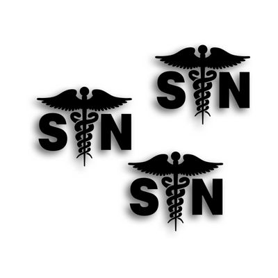 3X SN Caduceus Decal for Surgical Nurse Hospital Healthcare Health Care Medical Field Worker Windshield Or Bumper Sticker 4 x 5 1/2" Black