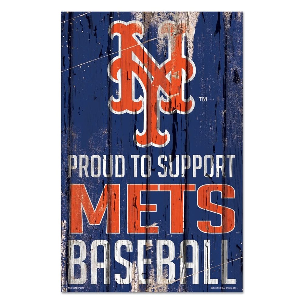 Wincraft MLB New York Mets SignWood Proud to Support Design, Team Color, 11x17