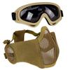 AOUTACC Airsoft Protective Gear Set, Half Face Mesh Mask with Ear Protection and Tactical Goggles for Adult Men Women BBS Paintball Shooting CS Survival Games Cosplay (TAN) view 1