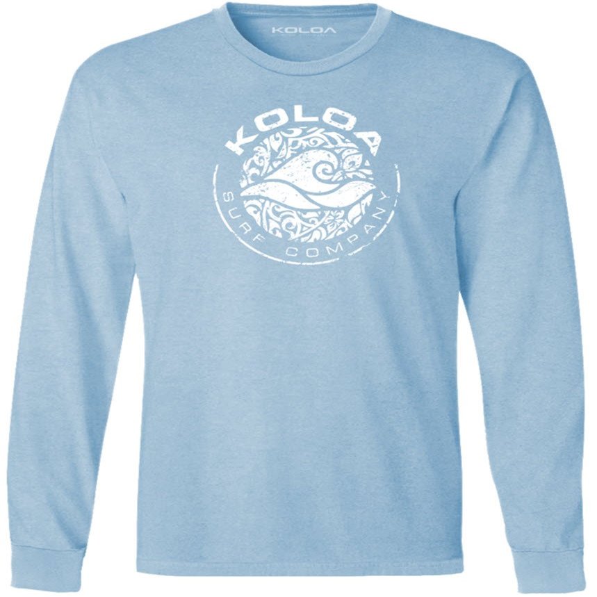 Joe's USA - Koloa Circle Wave Vintage Pigment Dyed Long Sleeve Tee, X-Large - Glacier