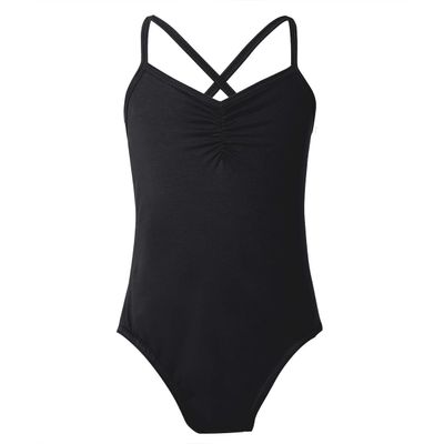 dPois Kids Girls Ballet Dance Leotard Criss Cross Back Bodysuit Gymnastics Unitard Short Jumpsuit Camisole Biketard Black 10-12 Years