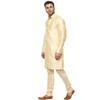 Veera Paridhaan Men Silk Plain Chinese Collar Kurta With Payjama (Beige, Large-40) view 2