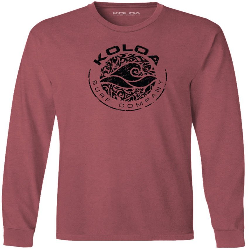 Joe's USA - Koloa Circle Wave Vintage Pigment Dyed Long Sleeve Tee (4X-Large, Redrock/Black)