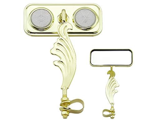 Gold Rectangle Wing Bike Mirror Right with Clear Reflectors. Bike mirror, bicycle mirror, bike accessory, bicycle accessory.