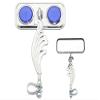 Chrome Rectangle Wing Bike Mirror Left with Blue Reflectors. Bike mirror, bicycle mirror, bike accessory, bicycle accessory. view 1