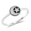Oxidized Moon Star Simple Dainty Ring 925 Sterling Silver Muslim Band Size 11 view 1