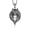Blowin Punk Men's Vintage Stainless Steel Tribal Animal Jewelry Wolf Head Pendant Necklace with White CZ, 24" Link Chain view 1