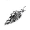 Blowin Punk Men's Vintage Stainless Steel Tribal Animal Jewelry Wolf Head Pendant Necklace with White CZ, 24" Link Chain view 4