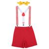 IBTOM CASTLE Toddler Baby Boy Clothes Set 1st Birthday Cake Smash Bowtie Suspenders Pants 3pcs Outfits Diaper Nappy Cover Christening Clothes Red+Chevron Striped view 1