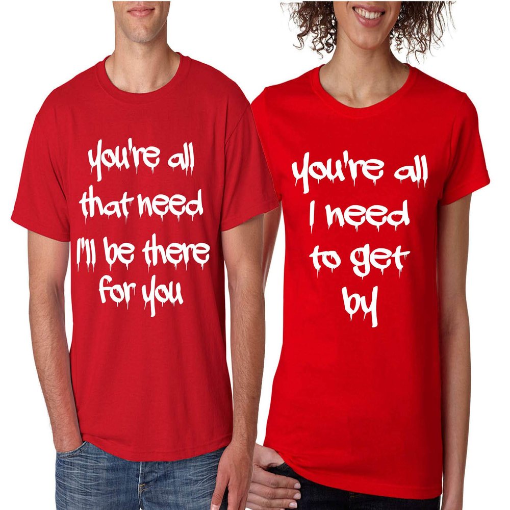 ALLNTRENDS Couple T Shirt You're All I Need to Get by Tees Cute Valentine's Gift (Womens XL Mens 3XL, Red)