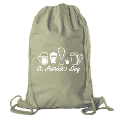 Mato & Hash St Patrick's Day Drawstring Backpack Cotton Canvas Backpacks Reusable Gift Bags - 10PK Olive CA2725Patty S1