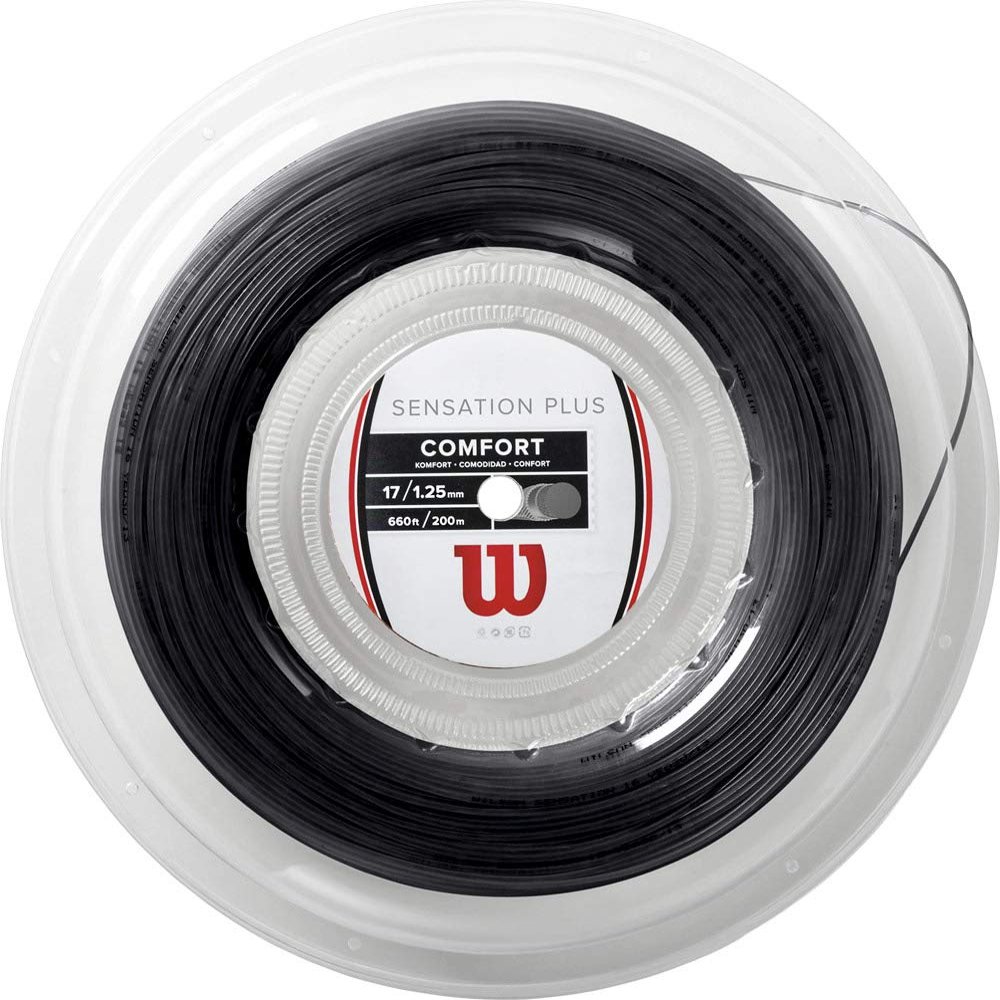 Wilson Sensation Plus 17 Tennis String - 200m Reel, Black