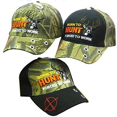 Born to Hunt Forced to Work Deer Hunting Camo Embroidered Cap CAP897 Hat