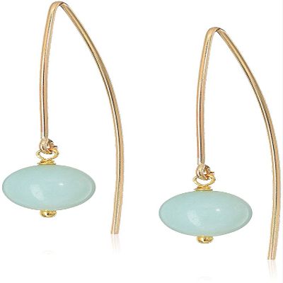 14k Gold Filled Marquise with 8mm Aquamarine Beads Dangle Earrings