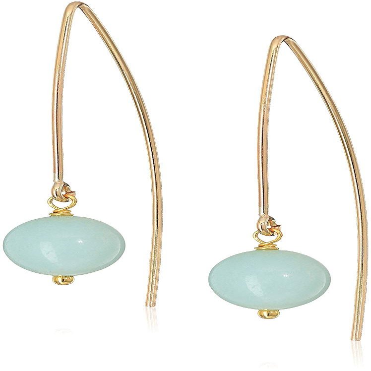 14k Gold Filled Marquise with 8mm Aquamarine Beads Dangle Earrings