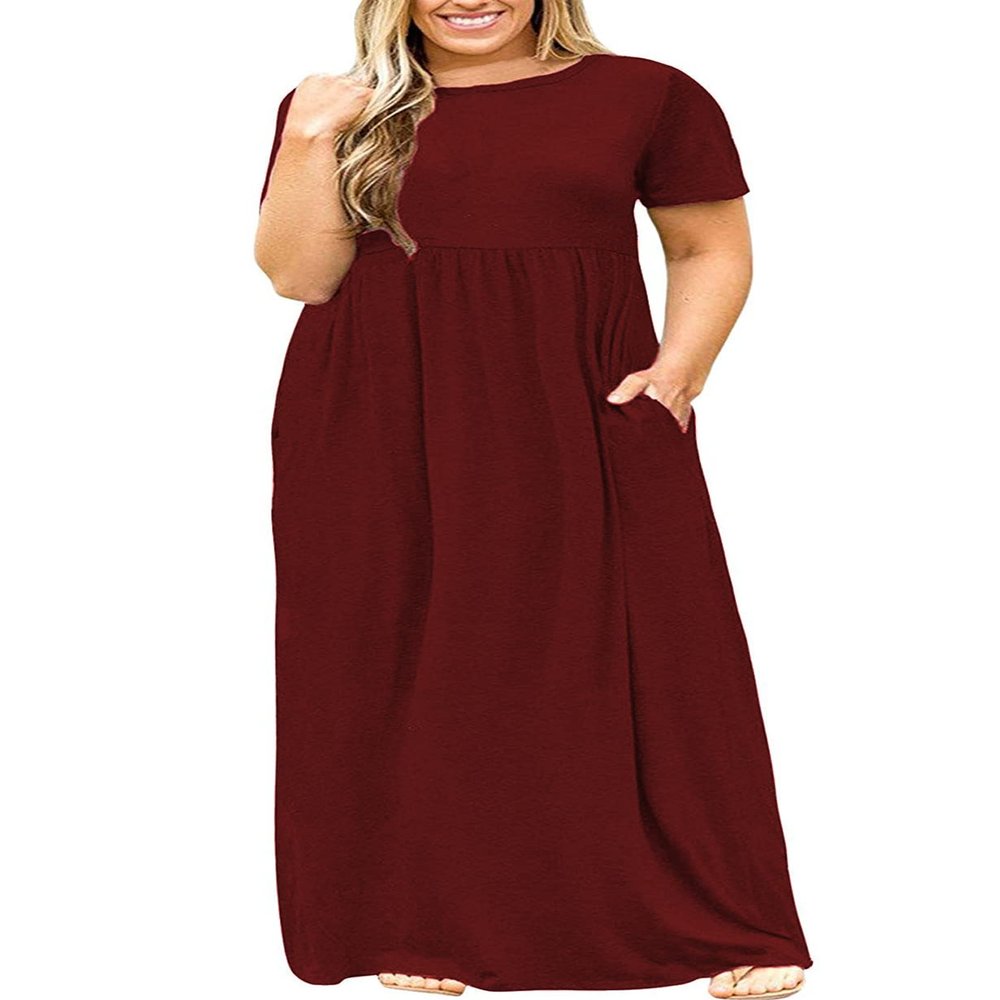 Valentines Dress for Women Red Plus Size Summer Casual Beach Maxi Dresses Burgundy 4XL