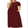 Valentines Dress for Women Red Plus Size Summer Casual Beach Maxi Dresses Burgundy 4XL view 1