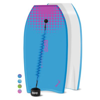 BPS 41 Inch Kids Adults Bodyboard with Bicep Leash (Blue / Purple)