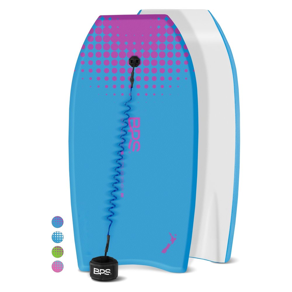 BPS 41 Inch Kids Adults Bodyboard with Bicep Leash (Blue / Purple)