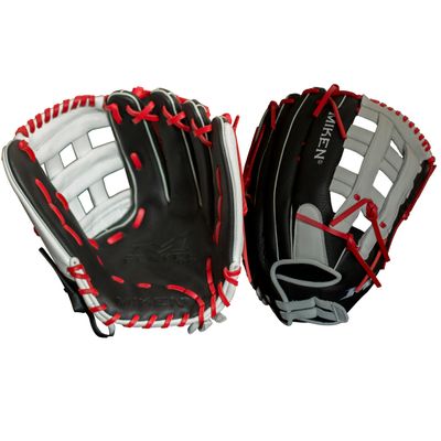 Miken | PLAYERS SERIES Slowpitch Softball Glove | Sizes 13" | RHT | Black / White