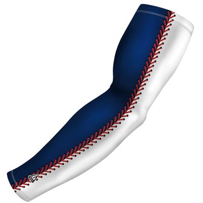 B-Driven Sports Pro-Fit Compression Arm Sleeve for Baseball, Basketball, Football - Muscle-Tendon, Bruising Reduction - Athletic, Men, Women, Youth, Kids - White | Baseball Seams XXS (YL) - 1 Pc