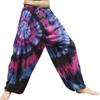 Full Funk Wide Breezy Leg Rayon Tie Dyed Elastic Waist Thin Summer Pants, X-Large, Black Pink view 1