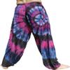 Full Funk Wide Breezy Leg Rayon Tie Dyed Elastic Waist Thin Summer Pants, X-Large, Black Pink view 2