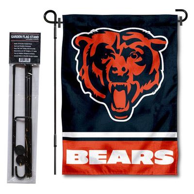 Chicago Bears Bear Head Garden Flag with Stand Holder
