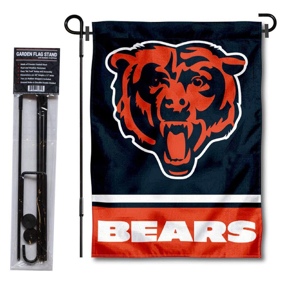 Chicago Bears Bear Head Garden Flag with Stand Holder