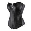 Grebrafan Gothic Classic Faux Leather Boned Corset Bustier (US(18-20) 5XL, Black) view 2