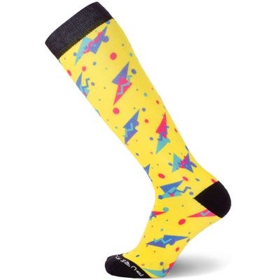 Pure Athlete Wool Ski Socks for Men and Women Fun Designs Warm Midweight Skiing Snowboarding (Large/X-Large, 1 Pair - Retro Geo)