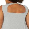Amazon Essentials Women's Soft Cotton Open Back Sleeveless Yoga Tank (Available in Plus Size), Light Grey Heather, Medium view 3