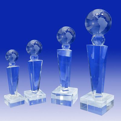 Crystal World Globe Trophy Personalized Engraved Award, 6.5" Size