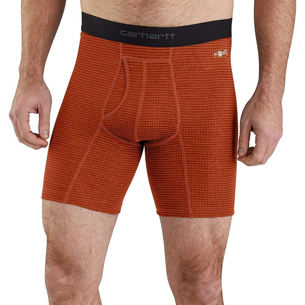 Carhartt Men's MBB123 8 Inch Tech Boxer Brief - 2X-Large Regular - Fired Brick