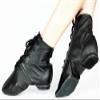 Cheapdancing Womens Leather Practice Dancing Shoes Jazz Boots Soft-Soled High Boots, Black view 2