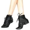 Cheapdancing Womens Leather Practice Dancing Shoes Jazz Boots Soft-Soled High Boots, Black view 3