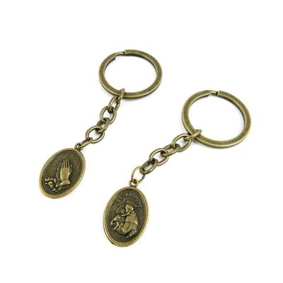 5 Items Keychain Keyring Key Tags Chains Rings Jewelry Bag Charms W9XJ9 ST. Anthony Signs Tag