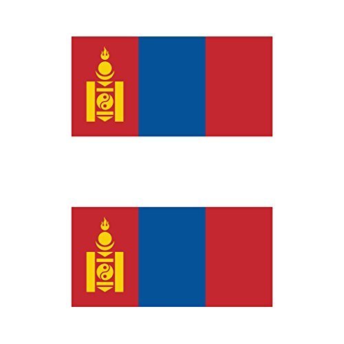 Two Pack Mongolian Flag Sticker Decal Self Adhesive Vinyl Mongolia MNG MN Made in USA