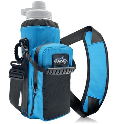 Arca Gear 40 oz Hydro Carrier - Insulated Water Bottle Sling w/Carry Handle, Shoulder Strap, Wallet and Two Pouches - The Perfect Flask Accessory - Lagoon Blue
