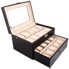 Chirde 20 Slots Watch Box Jewelry Display Case, Dual Layer Watch Holder Organizer with Lock and Key (US Stock) view 1