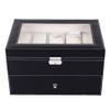 Chirde 20 Slots Watch Box Jewelry Display Case, Dual Layer Watch Holder Organizer with Lock and Key (US Stock) view 2
